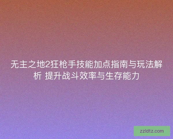 无主之地2狂枪手技能加点指南与玩法解析 提升战斗效率与生存能力