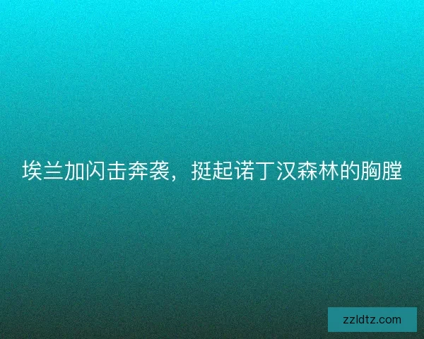 埃兰加闪击奔袭,挺起诺丁汉森林的胸膛 埃兰加闪击奔袭,挺起诺丁汉森林的胸膛